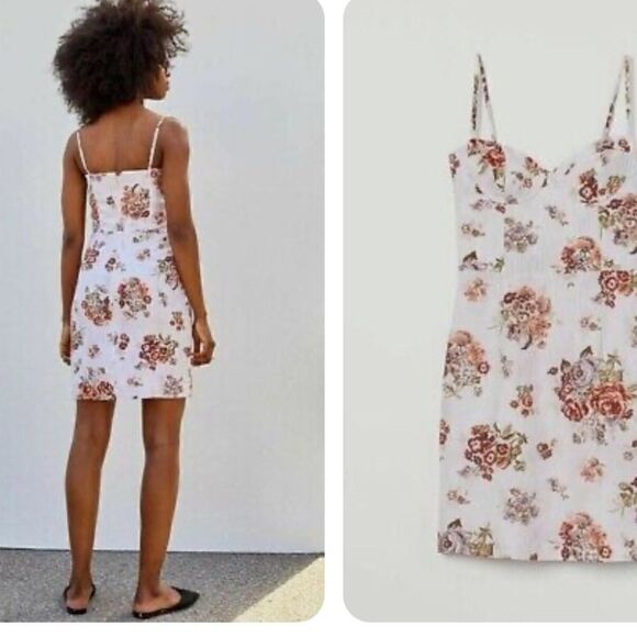 NWT Brock Collection x H&M Floral Short Mini Dress White Pink LG - Picture 3 of 17